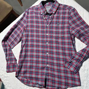 Simply Southern women's Red, Blue, & Teal Plaid Button-Down Shirt- Small